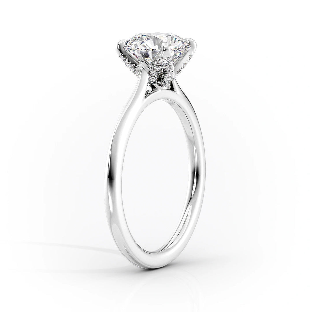 The Meera Set With Cushion Solitaire Lab Diamond 1.5 Carat 14K White#material_14k-white