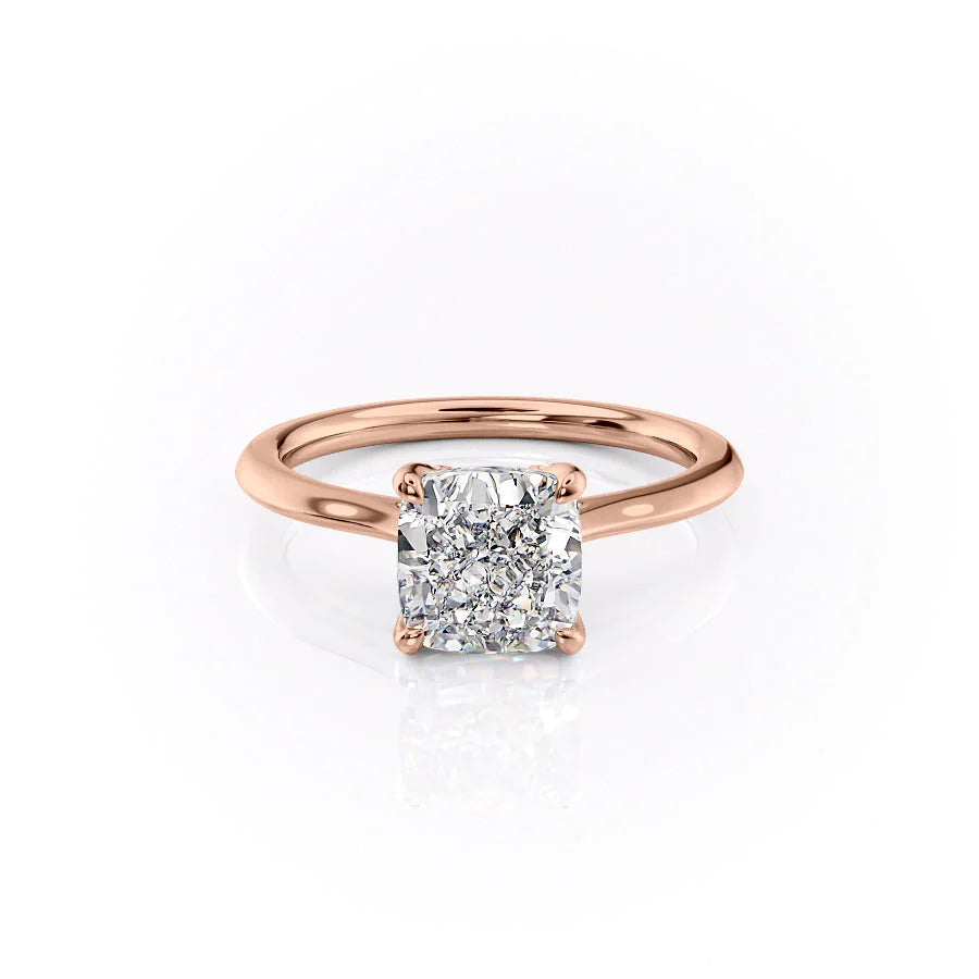 The Meera Set With Cushion Solitaire Lab Diamond 1 Carat 18K Rose#material_18k-rose