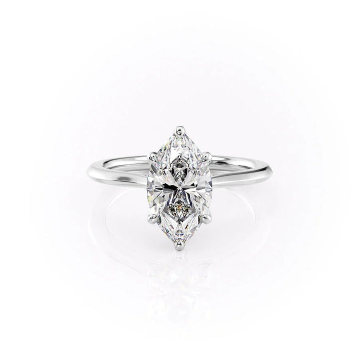 The Meera Set With Marquise Solitaire Lab Diamond 1 Carat 14K White#material_14k-white