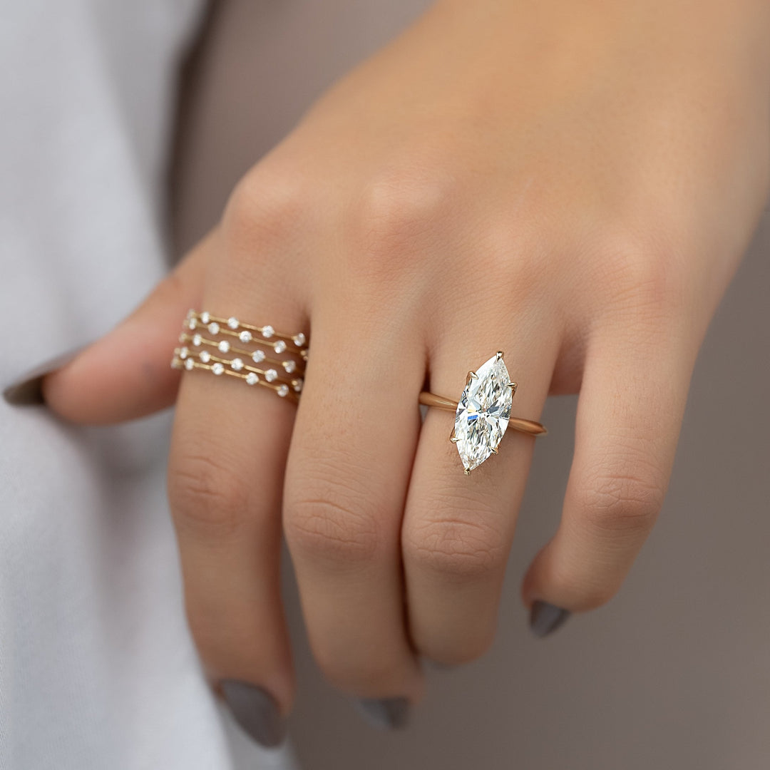The Meera Marquise Lab Diamond Moissanite Engagement Ring