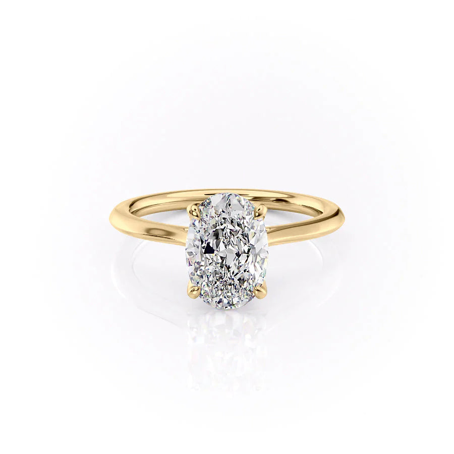 The Meera Set With Oval Solitaire Lab Diamond 1 Carat 14K Gold#material_14k-gold