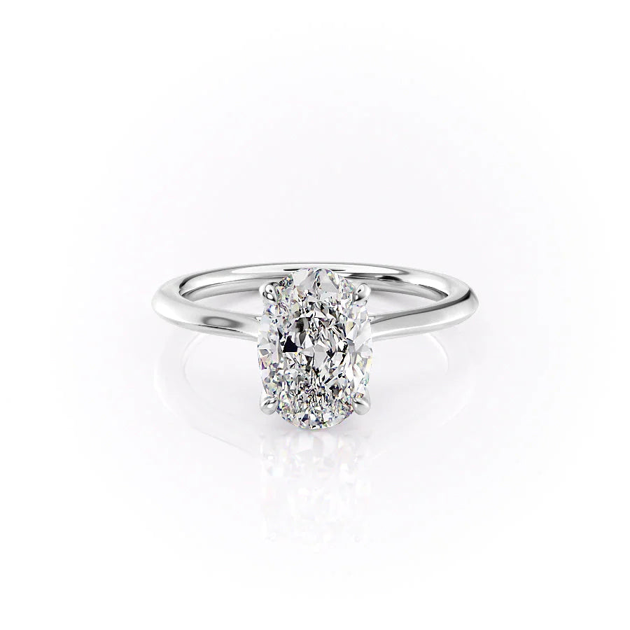 The Meera Set With Oval Solitaire Lab Diamond 1 Carat 14K White#material_14k-white