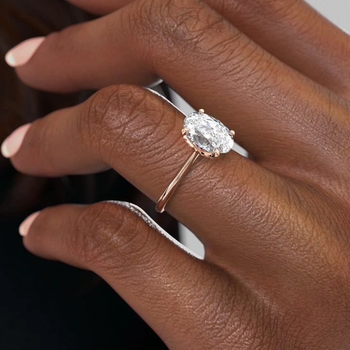 The Meera Oval Lab Diamond Moissanite Engagement Ring *Shown with 2 ct #material_rose