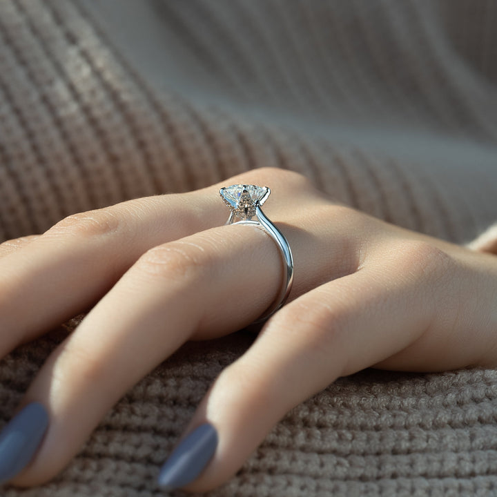 The Meera Oval Lab Diamond Moissanite Engagement Ring *Shown with 1.5 ct #material_white