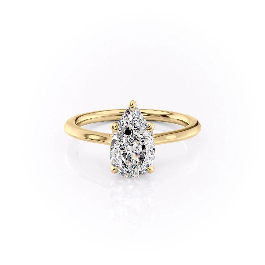 The Meera Set With Pear Solitaire Lab Diamond 1 Carat 14K Gold#material_14k-gold