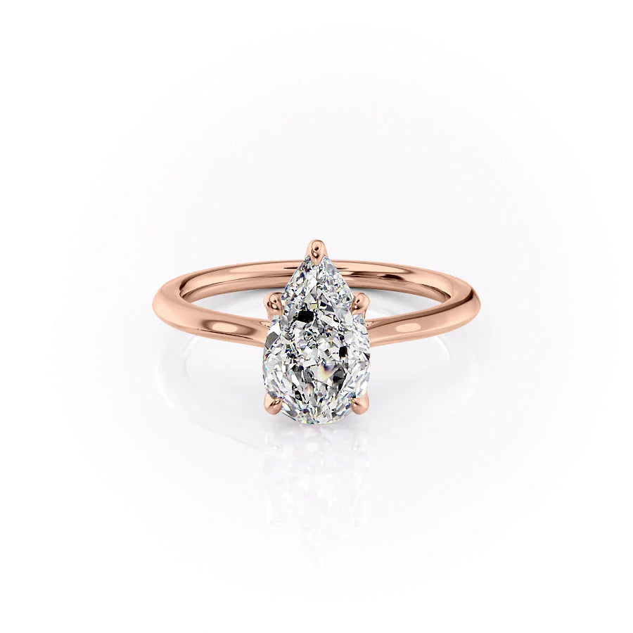 The Meera Set With Pear Solitaire Lab Diamond 1 Carat 14K Rose#material_14k-rose