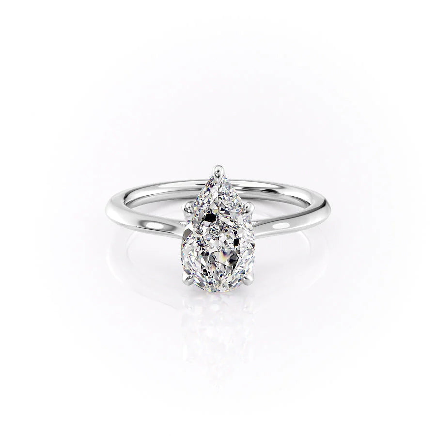 The Meera Set With Pear Solitaire Lab Diamond 1 Carat 14K White#material_14k-white