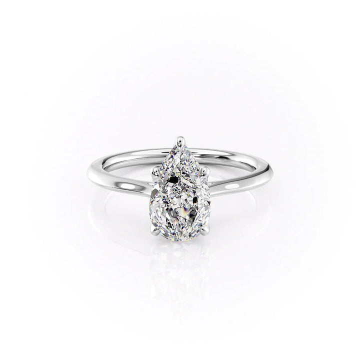 The Meera Set With Pear Solitaire Lab Diamond 1 Carat 14K White#material_14k-white