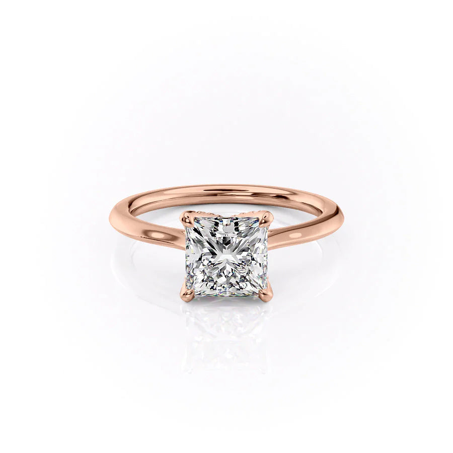 The Meera Set With Princess Solitaire Lab Diamond 1 Carat 14K Rose#material_14k-rose