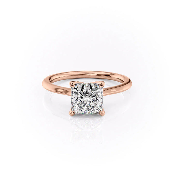 The Meera Set With Princess Solitaire Moissanite#material_14k-rose