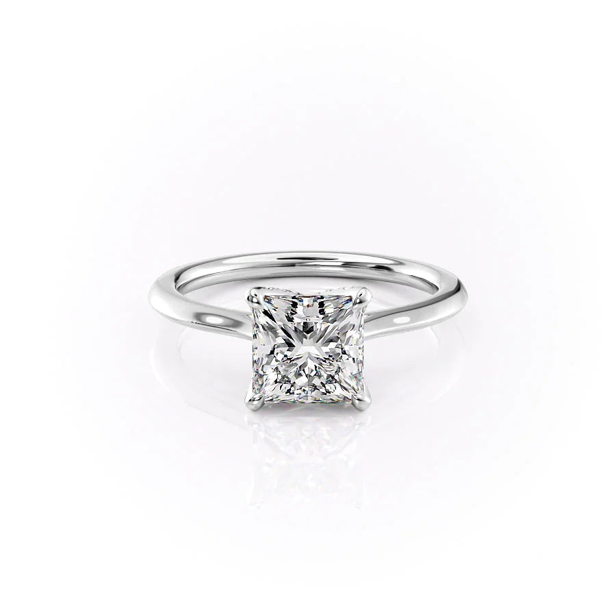 The Meera Set With Princess Solitaire Moissanite#material_14k-white