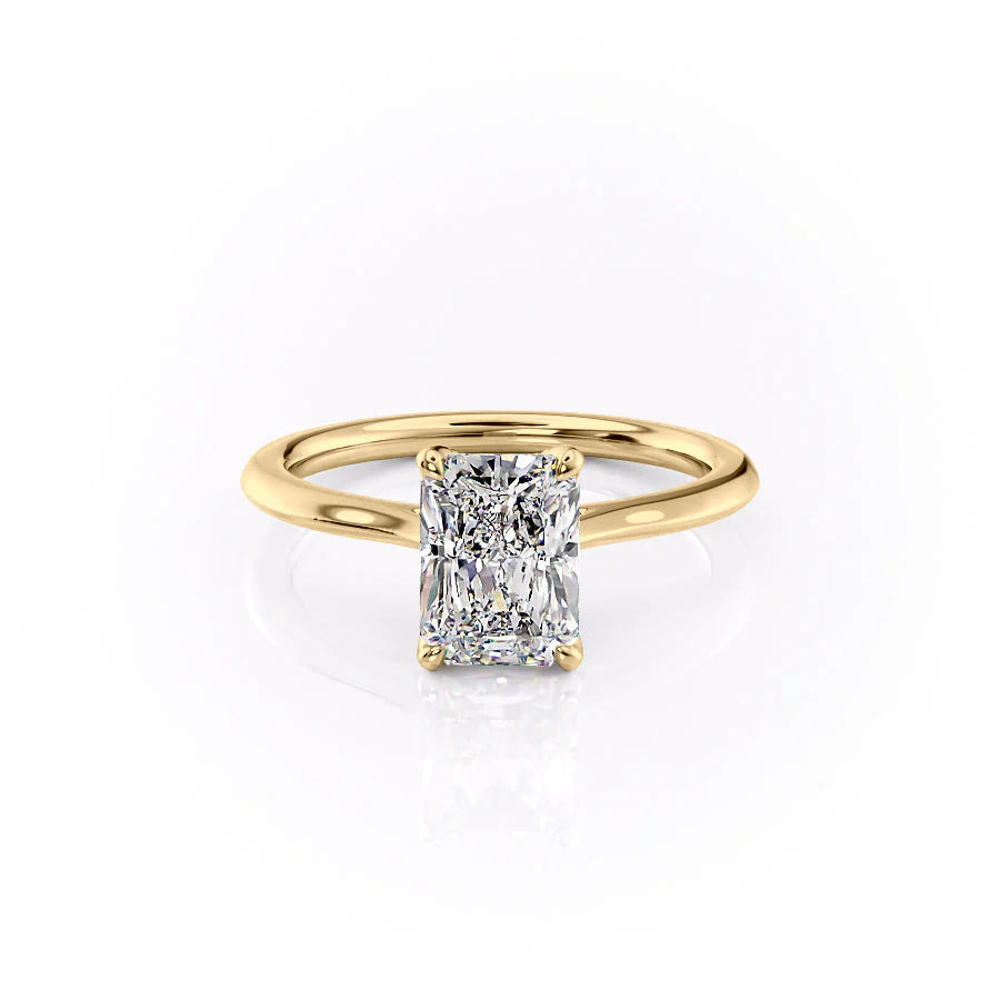 The Meera Set With Radiant Solitaire Lab Diamond 1 Carat 14K Gold#material_14k-gold