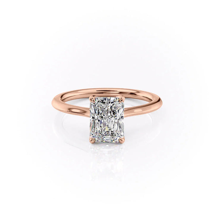 The Meera Set With Radiant Solitaire Lab Diamond 1 Carat 14K Rose#material_14k-rose