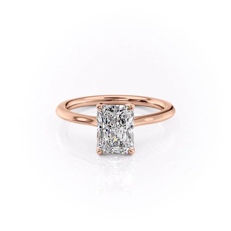 The Meera Set With Radiant Solitaire Moissanite#material_14k-rose