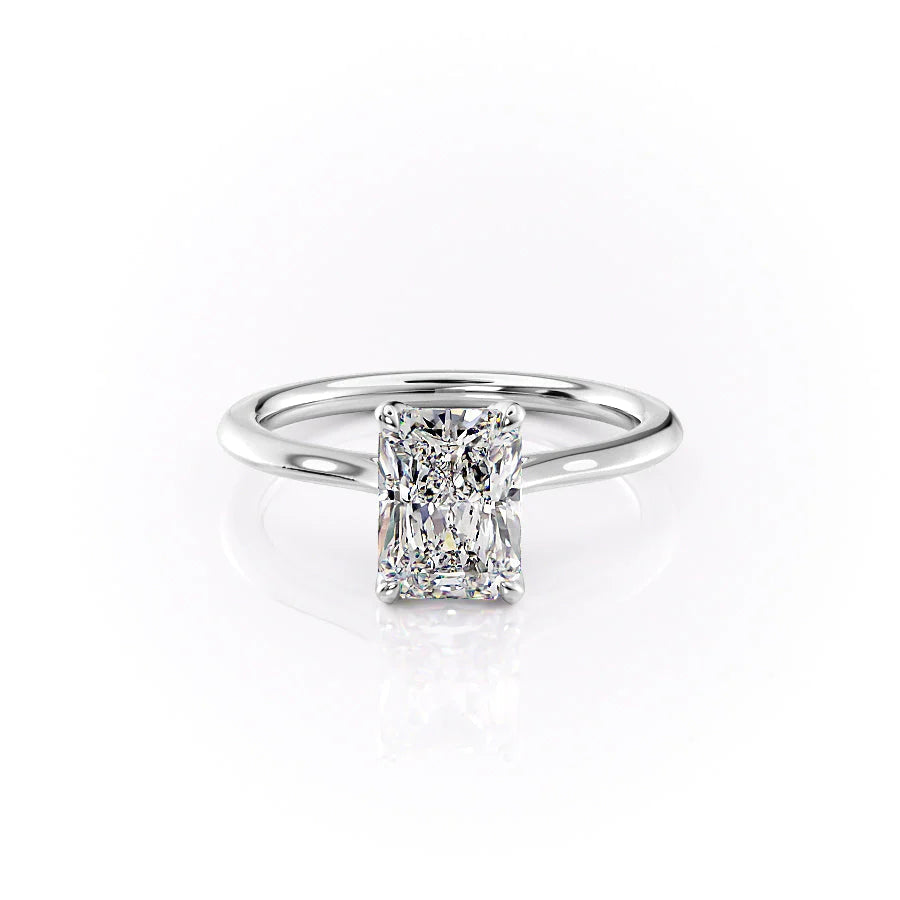 The Meera Set With Radiant Solitaire Lab Diamond 1 Carat 14K White#material_14k-white