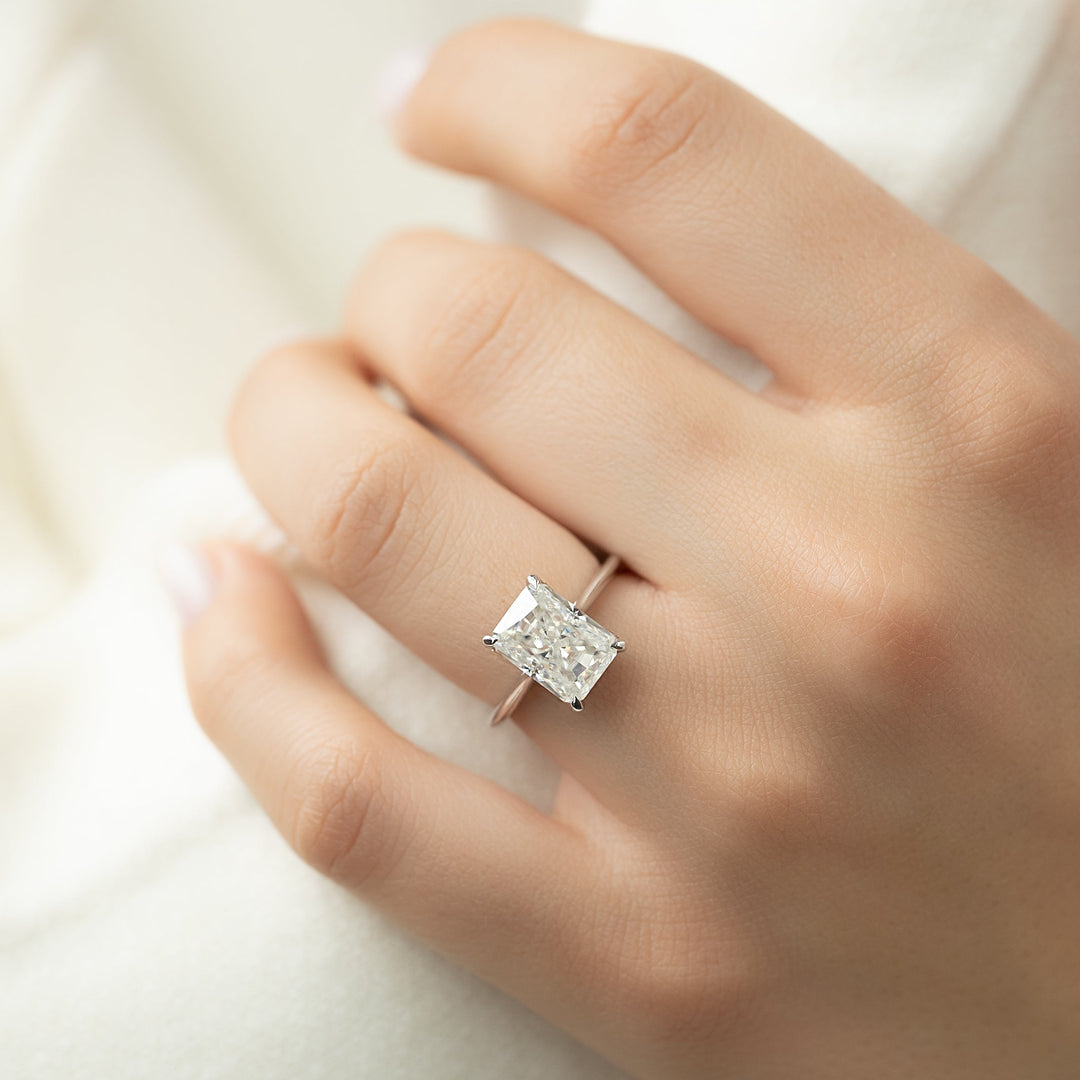 The Meera Set With Radiant Solitaire Lab Diamond 2 Carat 14K White#material_14k-white