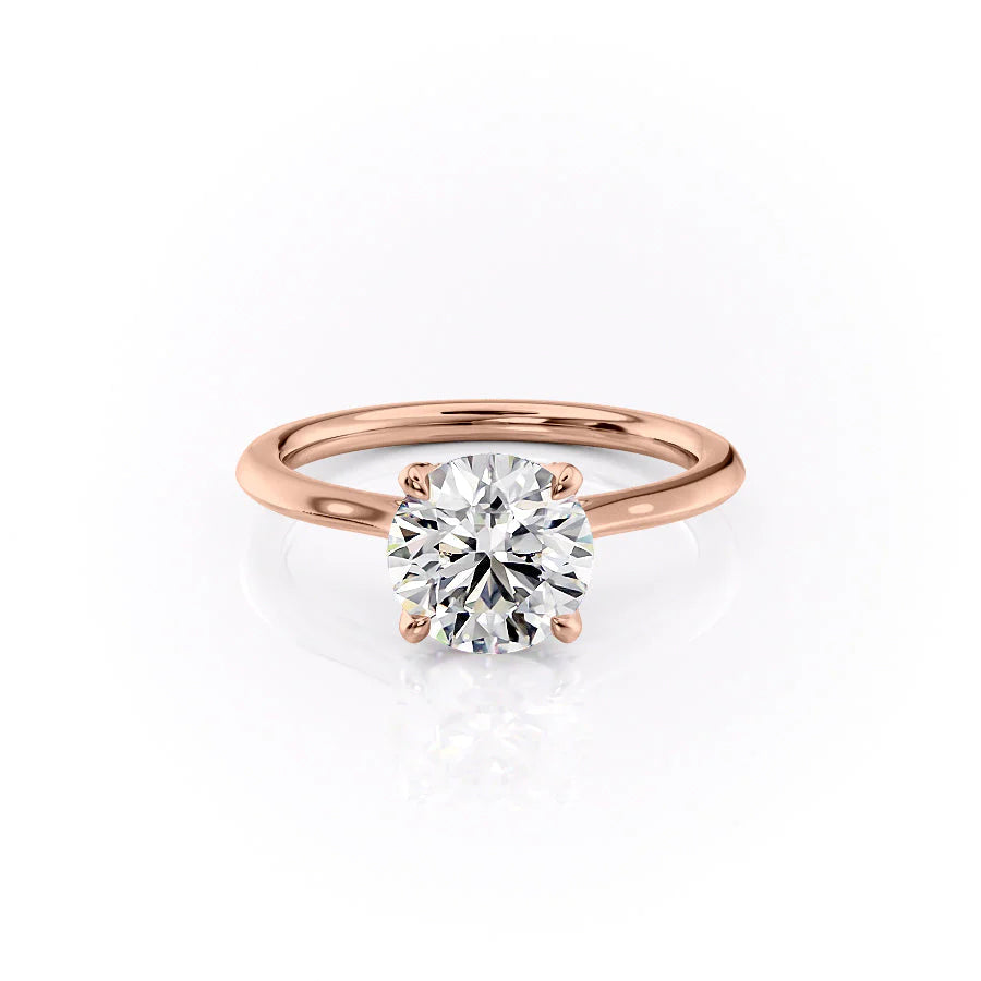 The Meera Set With Round Solitaire Lab Diamond 1 Carat 14K Rose#material_14k-rose