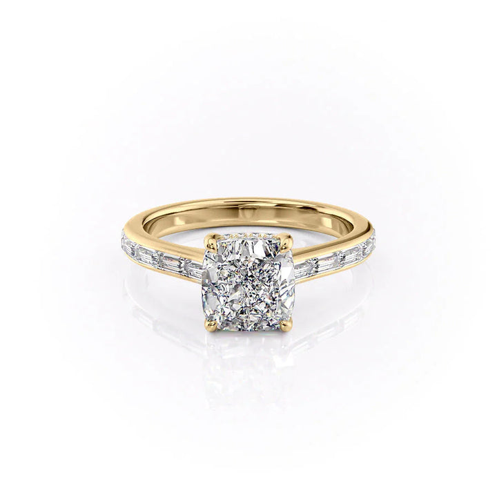 The Miracle Set With Cushion Side Stone Moissanite#material_14k-gold