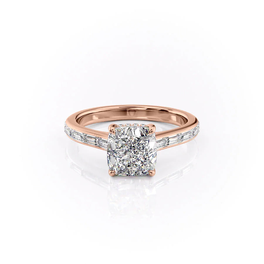 The Miracle Set With Cushion Side Stone Lab Diamond 1 Carat 14K Rose#material_14k-rose