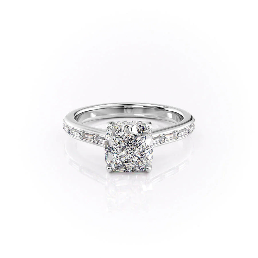 The Miracle Set With Cushion Side Stone Lab Diamond 1 Carat 14K White#material_14k-white