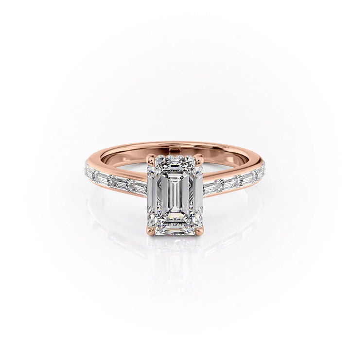 The Miracle Set With Emerald Side Stone Moissanite#material_14k-rose