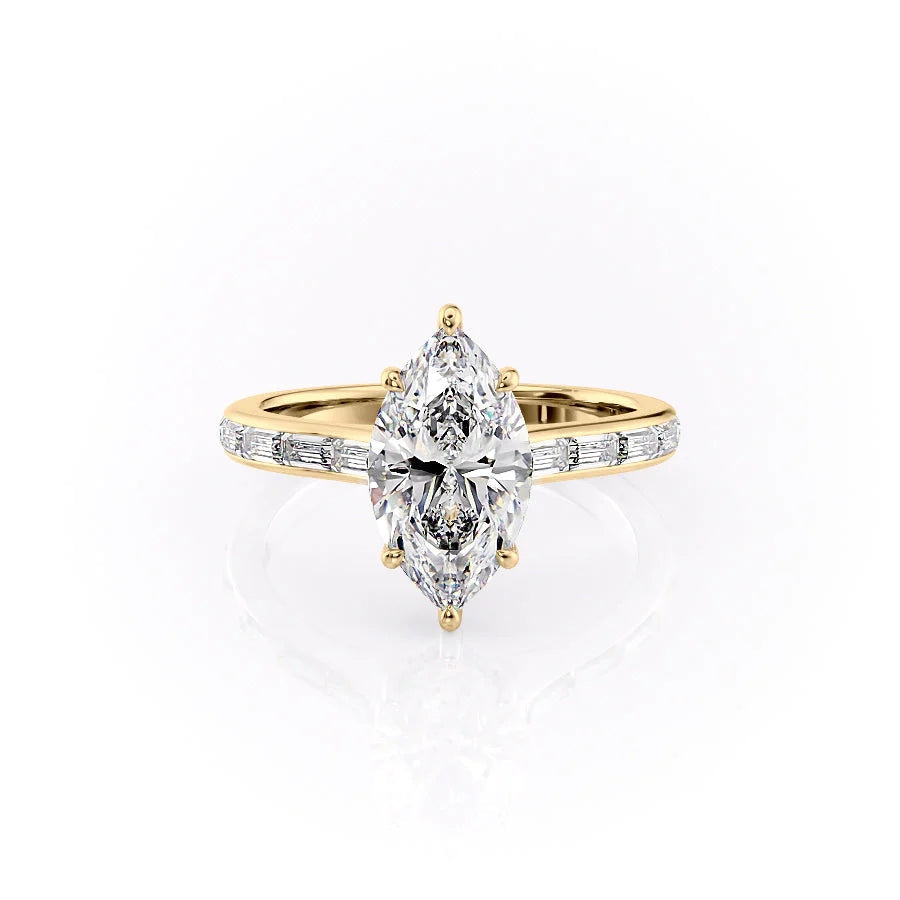 The Miracle Set With Marquise Side Stone Lab Diamond 1 Carat 14K Gold#material_14k-gold