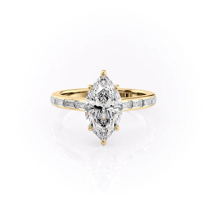 The Miracle Set With Marquise Side Stone Moissanite#material_14k-gold