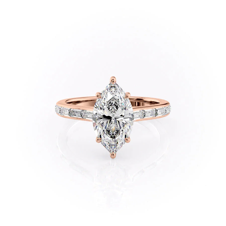 The Miracle Set With Marquise Side Stone Lab Diamond 1 Carat 14K Rose#material_14k-rose