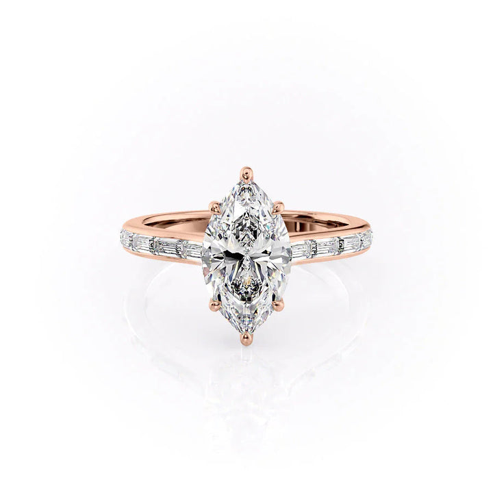 The Miracle Set With Marquise Side Stone Moissanite#material_14k-rose