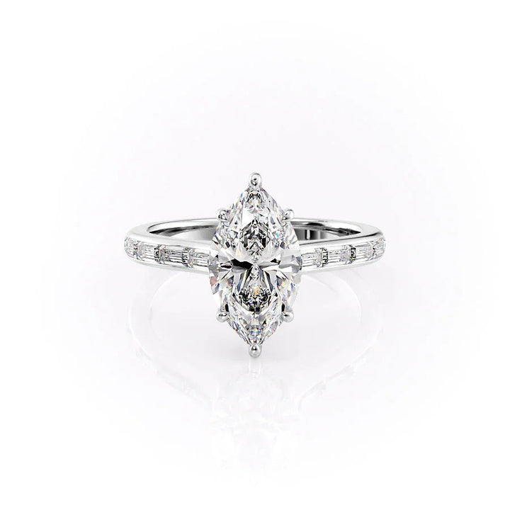 The Miracle Set With Marquise Side Stone Lab Diamond 1 Carat 14K White#material_14k-white