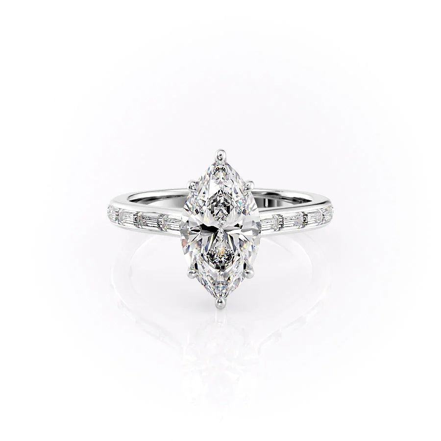 The Miracle Set With Marquise Side Stone Moissanite#material_18k-white