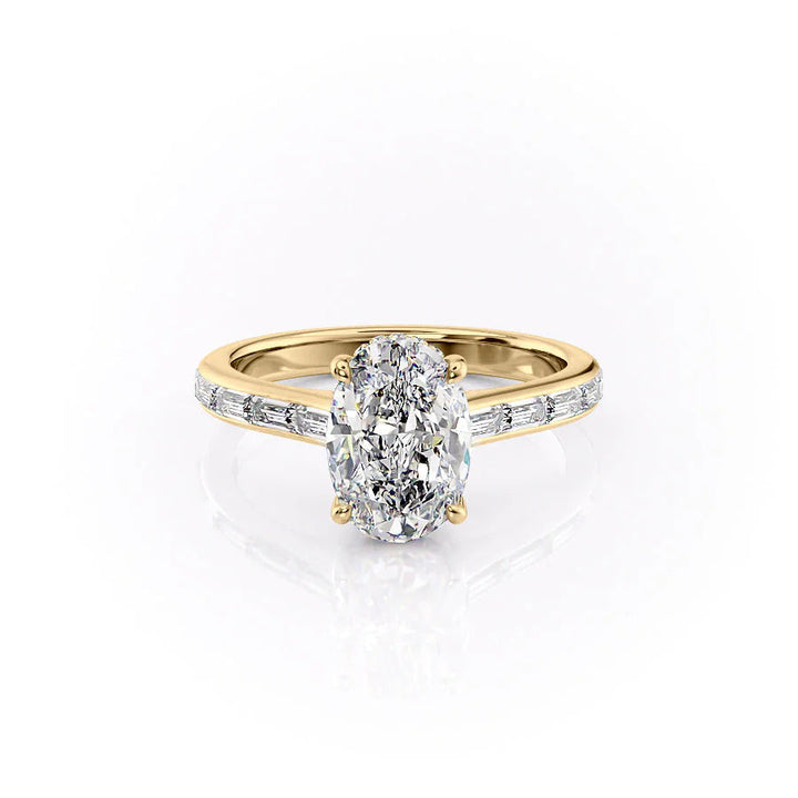 The Miracle Set With Oval Side Stone Lab Diamond 1 Carat 14K Gold#material_14k-gold