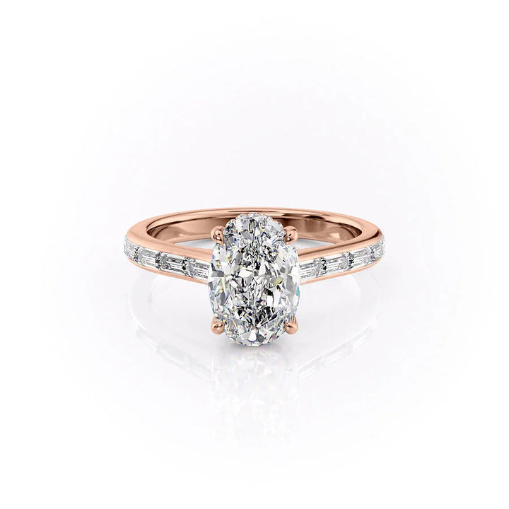 The Miracle Set With Oval Side Stone Lab Diamond 1 Carat 14K Rose#material_14k-rose