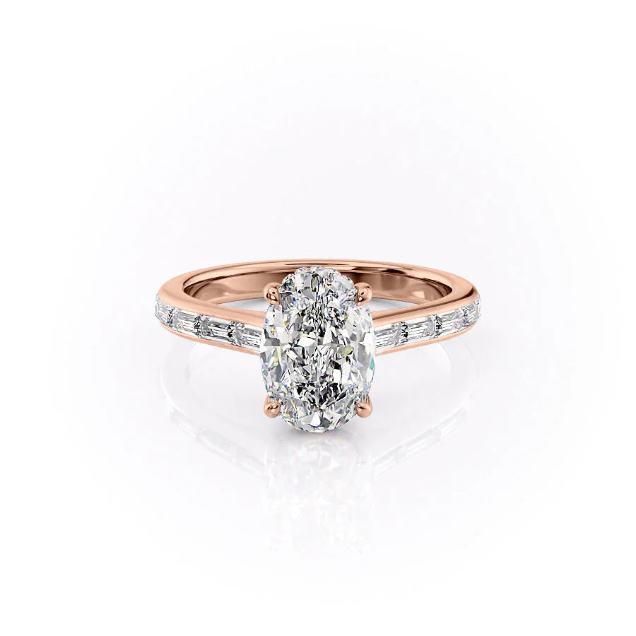 The Miracle Set With Oval Side Stone Moissanite#material_14k-rose