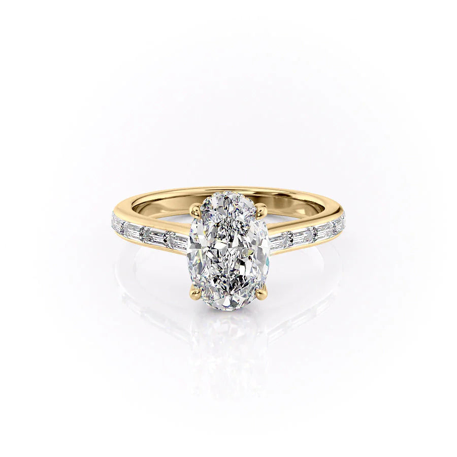 The Miracle Set With Oval Side Stone Lab Diamond 1 Carat 18K Gold#material_18k-gold