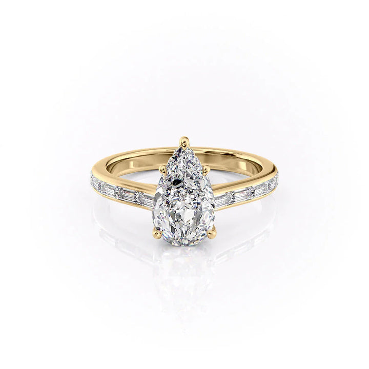 The Miracle Set With Pear Side Stone Moissanite#material_14k-gold