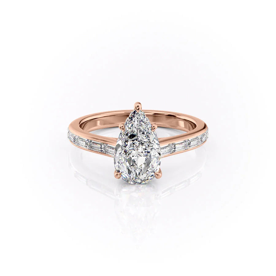 The Miracle Set With Pear Side Stone Moissanite#material_14k-rose