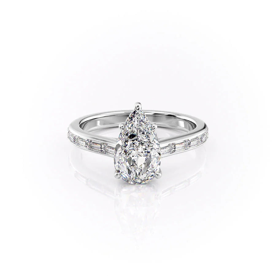 The Miracle Set With Pear Side Stone Lab Diamond 1 Carat 14K White#material_14k-white