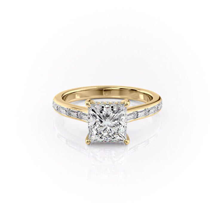 The Miracle Set With Princess Side Stone Moissanite#material_14k-gold