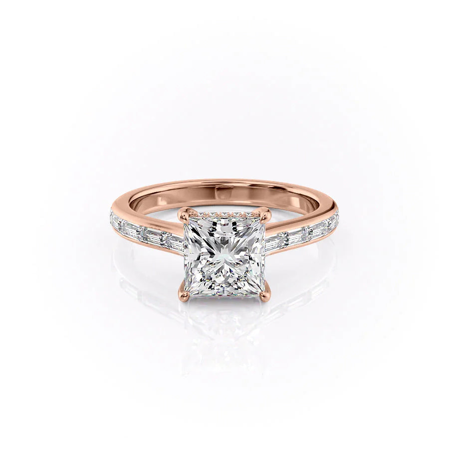 The Miracle Set With Princess Side Stone Moissanite#material_14k-rose