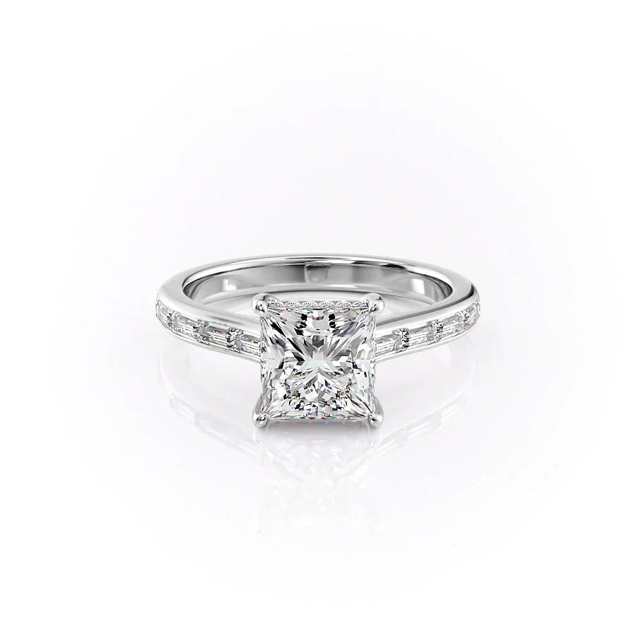 The Miracle Set With Princess Side Stone Lab Diamond 1 Carat 14K White#material_14k-white