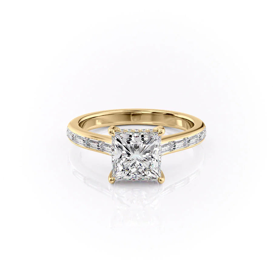 The Miracle Set With Princess Side Stone Moissanite#material_18k-gold