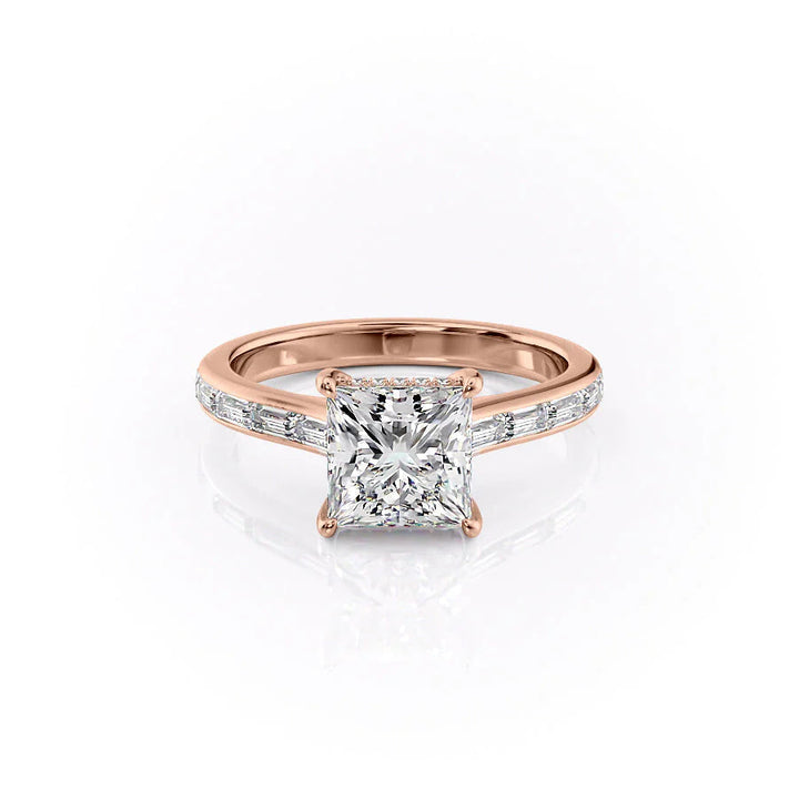 The Miracle Set With Princess Side Stone Moissanite#material_18k-rose