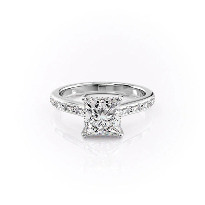 The Miracle Set With Princess Side Stone Moissanite#material_18k-white