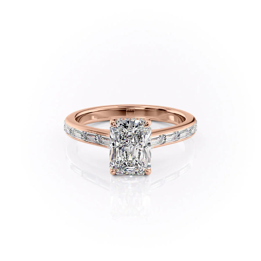 The Miracle Set With Radiant Side Stone Lab Diamond 1 Carat 14K Rose#material_14k-rose