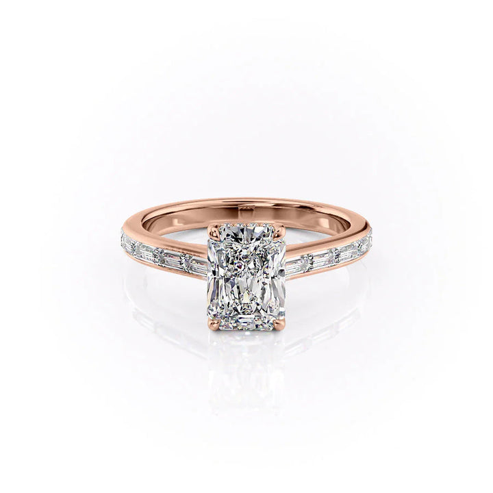 The Miracle Set With Radiant Side Stone Moissanite#material_14k-rose