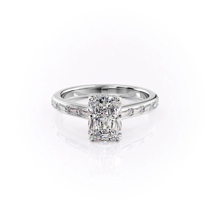 The Miracle Set With Radiant Side Stone Lab Diamond 1 Carat 14K White#material_14k-white