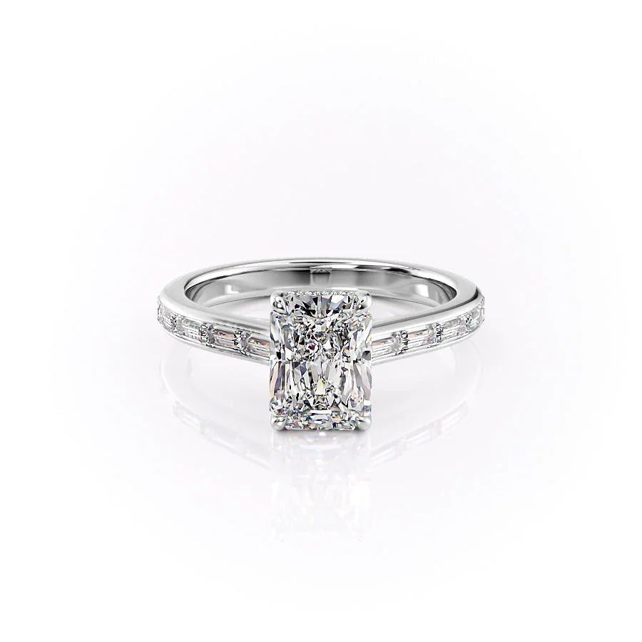 The Miracle Set With Radiant Side Stone Moissanite#material_14k-white