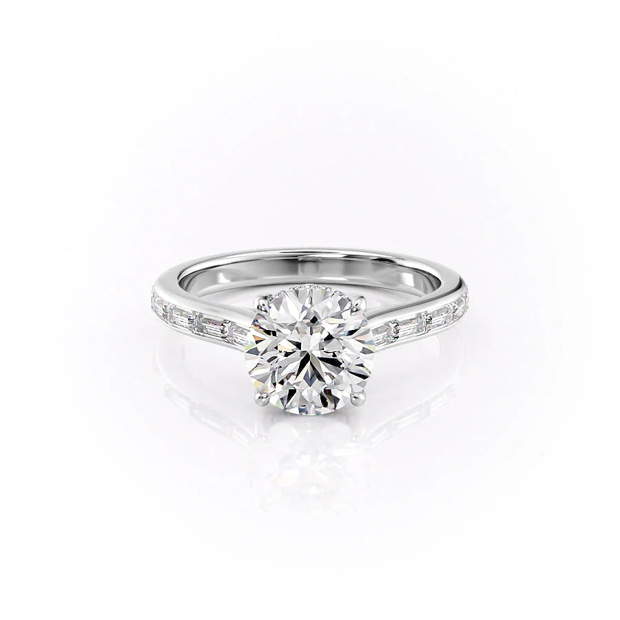 The Miracle Set With Round Side Stone Lab Diamond 1 Carat 14K White#material_14k-white