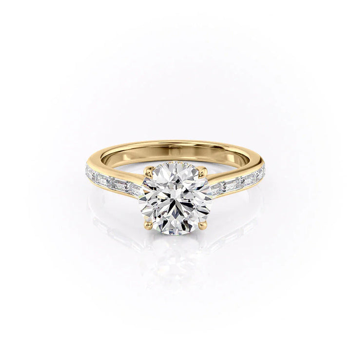 The Miracle Set With Round Side Stone Moissanite#material_18k-gold